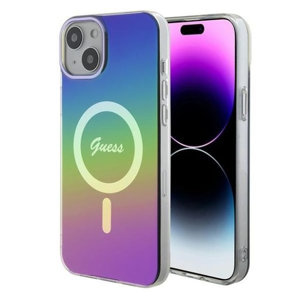 Guess GUHMP15SHITSK iPhone 15 6.1" szivárványos keménytok IML Irizáló MagSafe