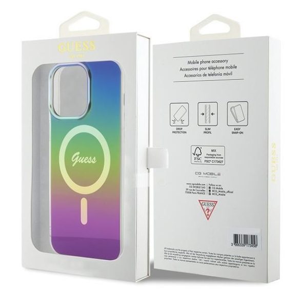 Guess GUHMP15XHITSK iPhone 15 Pro Max 6.7" szivárványszínű keménytok IML Iridescent MagSafe