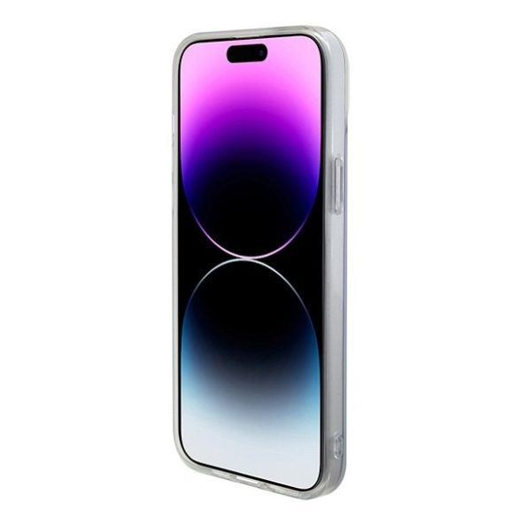 Guess GUHMP15SHITSU IML Iridescent MagSafe keménytok iPhone 15 - lila szivárványos