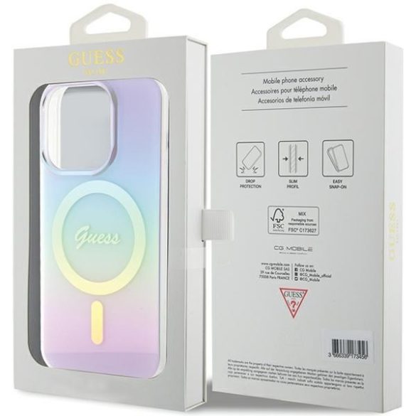 Guess GUHMP15LHITSU iPhone 15 Pro 6.1" lila keménytok IML Iridescent MagSafe