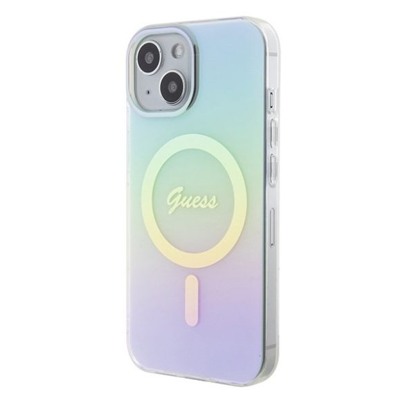 Guess GUHMP15SHITSQ iPhone 15 / 14 / 13 6.1" türkizkék keménytok IML Irizáló MagSafe IML Iridescent