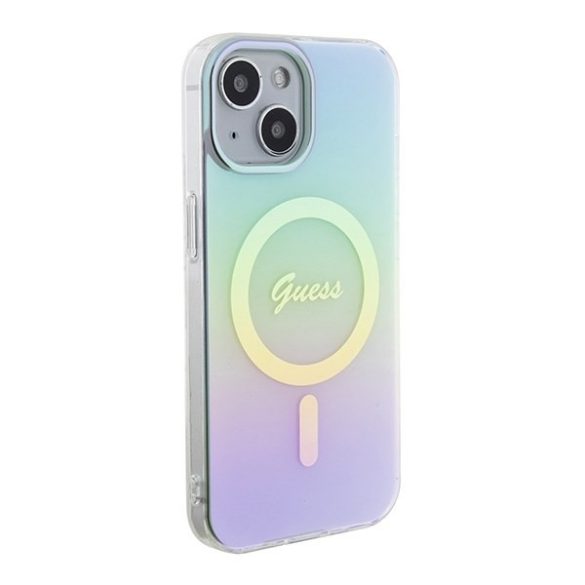 Guess GUHMP15SHITSQ iPhone 15 / 14 / 13 6.1" türkizkék keménytok IML Irizáló MagSafe IML Iridescent