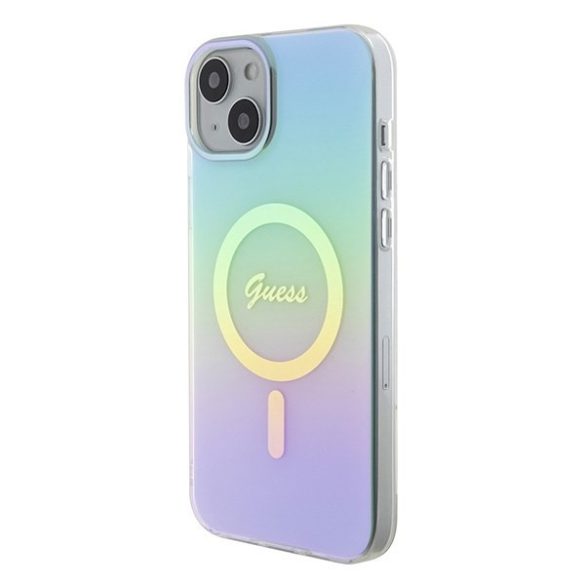 Guess GUHMP15MHITSQ iPhone 15 Plus / 14 Plus 6.7" türkizkék keménytok IML Irizáló MagSafe IML Iridescent