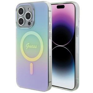 Guess GUHMP15LHITSQ iPhone 15 Pro 6.1" türkizkék/türkiz keménytok IML Irizáló MagSafe