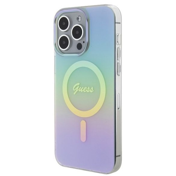 Guess GUHMP15LHITSQ iPhone 15 Pro 6.1" türkizkék/türkiz keménytok IML Irizáló MagSafe