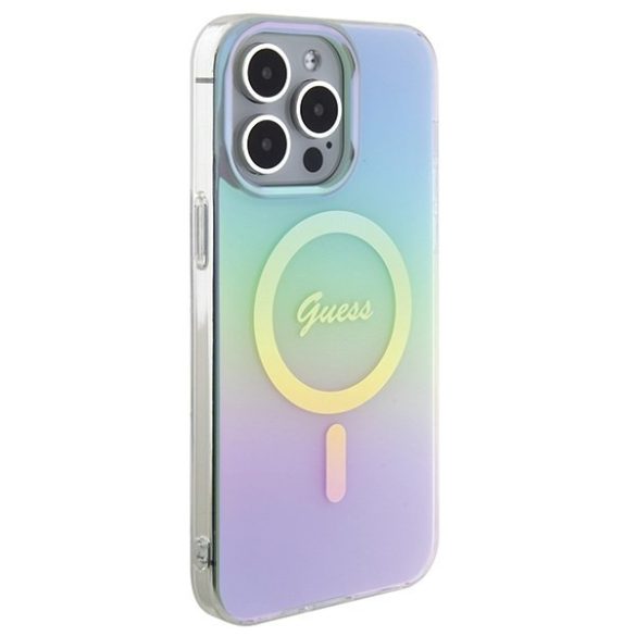 Guess GUHMP15LHITSQ iPhone 15 Pro 6.1" türkizkék/türkiz keménytok IML Irizáló MagSafe