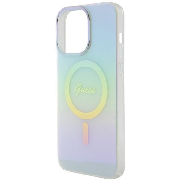 Guess GUHMP15LHITSQ iPhone 15 Pro 6.1" türkizkék/türkiz keménytok IML Irizáló MagSafe