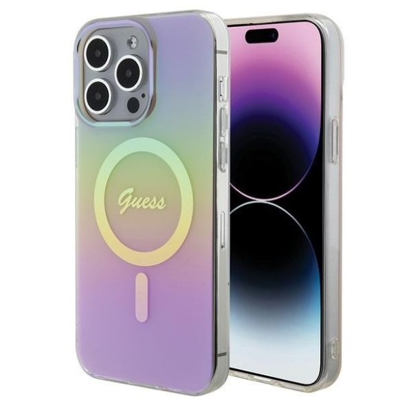 Guess GUHMP15LHITSP iPhone 15 Pro 6.1" rózsaszín keménytok IML Irizáló MagSafe