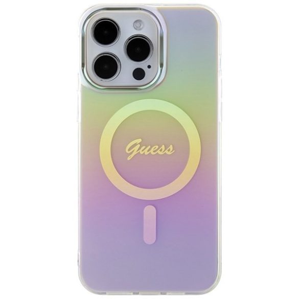 Guess GUHMP15LHITSP iPhone 15 Pro 6.1" rózsaszín keménytok IML Irizáló MagSafe
