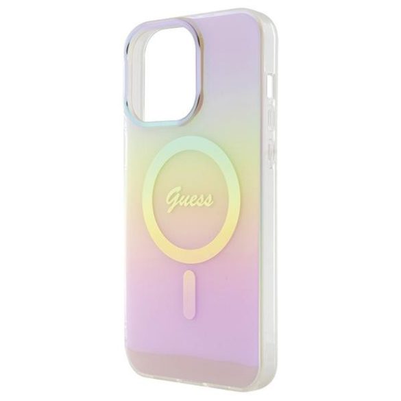 Guess GUHMP15LHITSP iPhone 15 Pro 6.1" rózsaszín keménytok IML Irizáló MagSafe