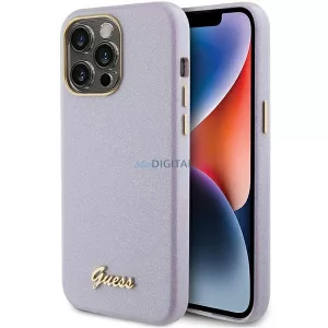 Guess GUHCP15XPGMCSL iPhone 15 Pro Max 6.7" lila keménytok csillogó fényes írás