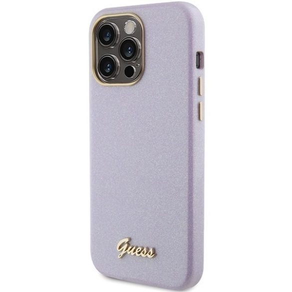 Guess GUHCP15XPGMCSL iPhone 15 Pro Max 6.7" lila keménytok csillogó fényes írás