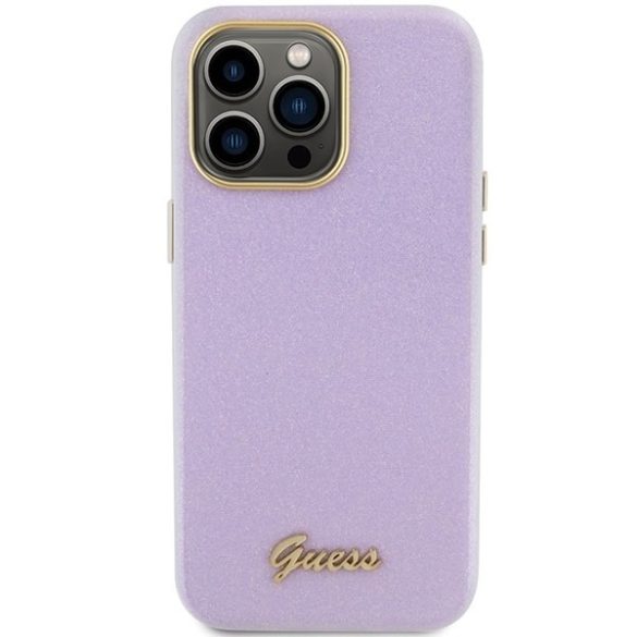 Guess GUHCP15XPGMCSL iPhone 15 Pro Max 6.7" lila keménytok csillogó fényes írás