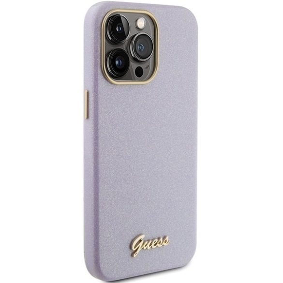 Guess GUHCP15XPGMCSL iPhone 15 Pro Max 6.7" lila keménytok csillogó fényes írás