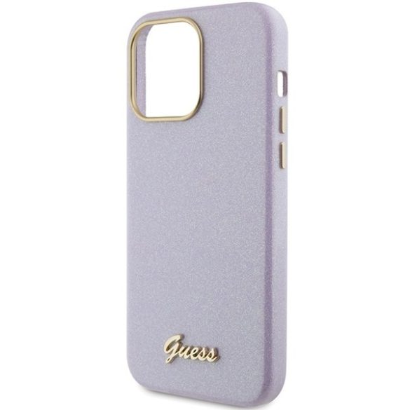 Guess GUHCP15XPGMCSL iPhone 15 Pro Max 6.7" lila keménytok csillogó fényes írás