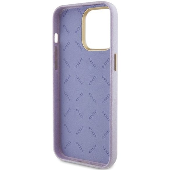 Guess GUHCP15XPGMCSL iPhone 15 Pro Max 6.7" lila keménytok csillogó fényes írás