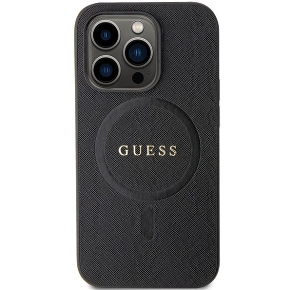 Guess GUHMP14XPSAHMCK iPhone 14 Pro Max 6.7" fekete/arany keménytok Saffiano MagSafe iPhone 14 Pro Max 6.7" keménytok