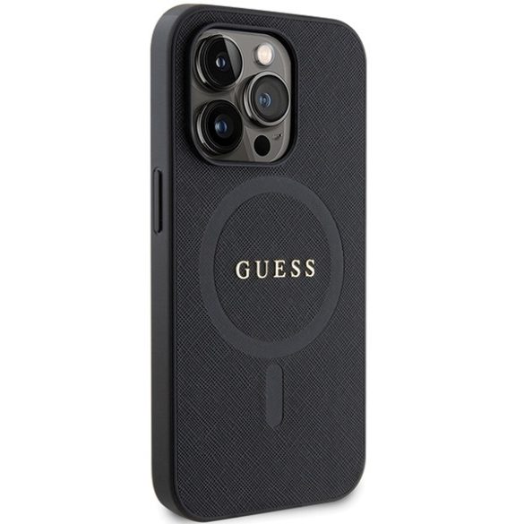 Guess GUHMP14XPSAHMCK iPhone 14 Pro Max 6.7" fekete/arany keménytok Saffiano MagSafe iPhone 14 Pro Max 6.7" keménytok