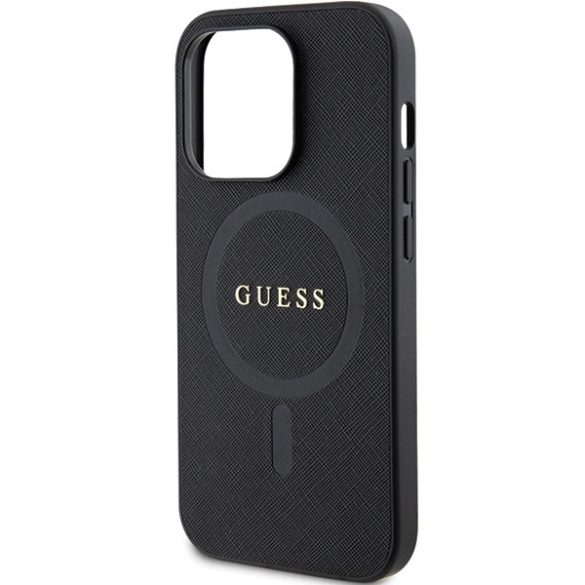 Guess GUHMP14XPSAHMCK iPhone 14 Pro Max 6.7" fekete/arany keménytok Saffiano MagSafe iPhone 14 Pro Max 6.7" keménytok