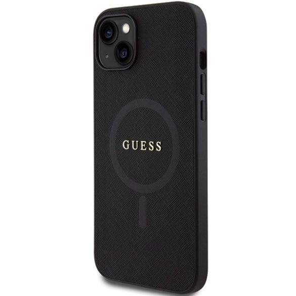 Guess GUHMP15SPSAHMCK iPhone 15 / 14 / 13 6.1" fekete keménytok Saffiano MagSafe