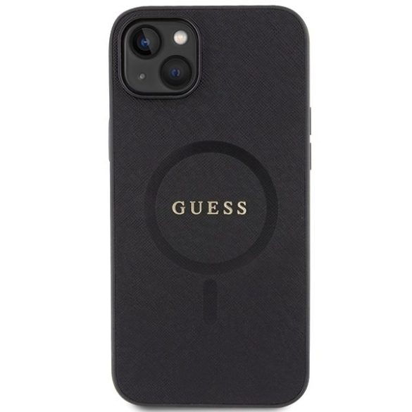 Guess GUHMP15SPSAHMCK iPhone 15 / 14 / 13 6.1" fekete keménytok Saffiano MagSafe