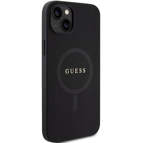 Guess GUHMP15SPSAHMCK iPhone 15 / 14 / 13 6.1" fekete keménytok Saffiano MagSafe