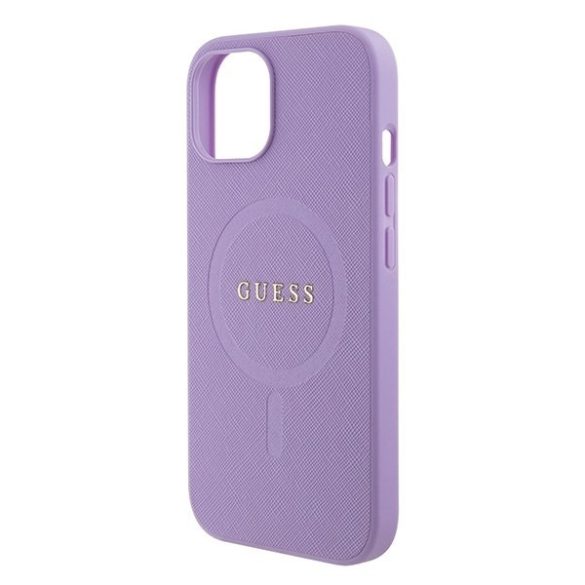 Guess GUHMP15SPSAHMCU iPhone 15 / 14 / 13 6.1" lila keménytok Saffiano MagSafe iPhone