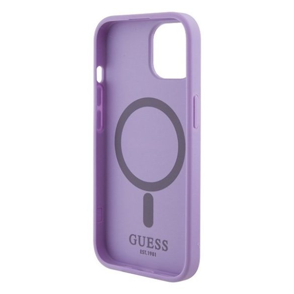 Guess GUHMP15SPSAHMCU iPhone 15 / 14 / 13 6.1" lila keménytok Saffiano MagSafe iPhone