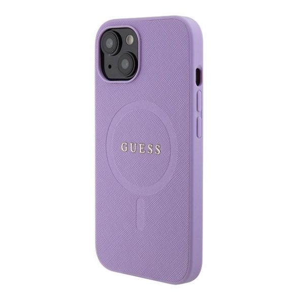 Guess GUHMP15MPSAHMCU iPhone 15 Plus / 14 Plus 6.7" lila keménytok Saffiano MagSafe