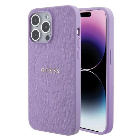 Guess GUHMP15LPSAHMCU iPhone 15 Pro 6.1" lila keménytok Saffiano MagSafe