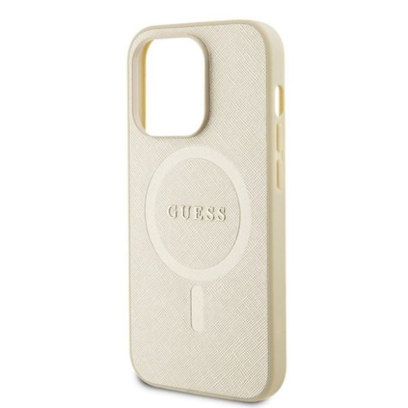 Guess GUHMP15LPSAHMCB iPhone 15 Pro 6.1" arany keménytok Saffiano MagSafe