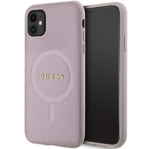 Guess GUHMN61PSAHMCP iPhone 11 / Xr 6.1" rózsaszín keménytok Saffiano MagSafe Saffiano