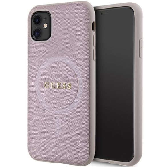 Guess GUHMN61PSAHMCP iPhone 11  6.1" rózsaszín keménytok Saffiano MagSafe Saffiano