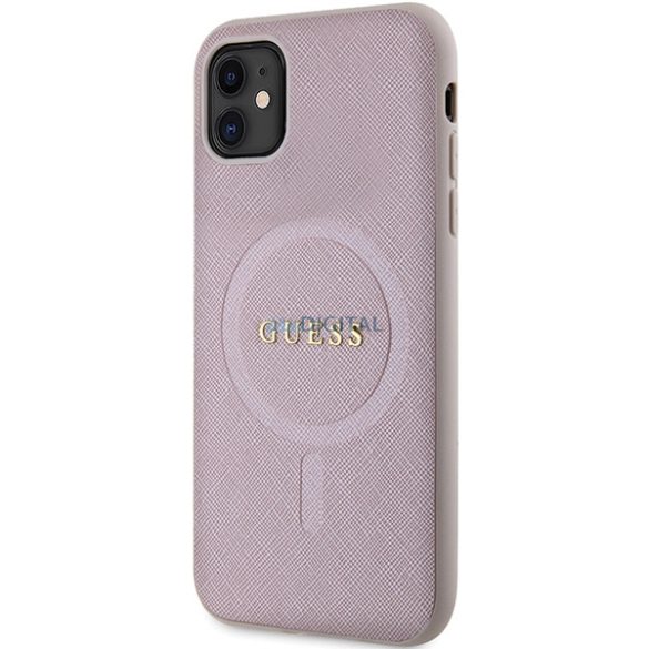 Guess GUHMN61PSAHMCP iPhone 11 / Xr 6.1" rózsaszín keménytok Saffiano MagSafe Saffiano