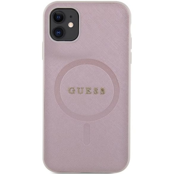 Guess GUHMN61PSAHMCP iPhone 11 / Xr 6.1" rózsaszín keménytok Saffiano MagSafe Saffiano