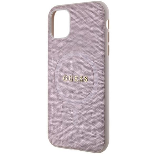 Guess GUHMN61PSAHMCP iPhone 11  6.1" rózsaszín keménytok Saffiano MagSafe Saffiano