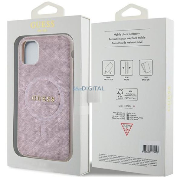 Guess GUHMN61PSAHMCP iPhone 11 / Xr 6.1" rózsaszín keménytok Saffiano MagSafe Saffiano