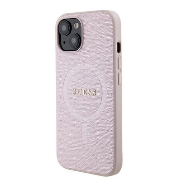 Guess GUHMP15SPSAHMCP iPhone 15 / 14 / 13 6.1" rózsaszín keménytok Saffiano MagSafe