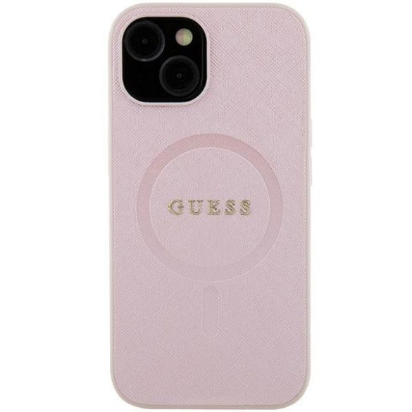 Guess GUHMP15MPSAHMCP iPhone 15 Plus / 14 Plus 6.7" rózsaszín keménytok Saffiano MagSafe