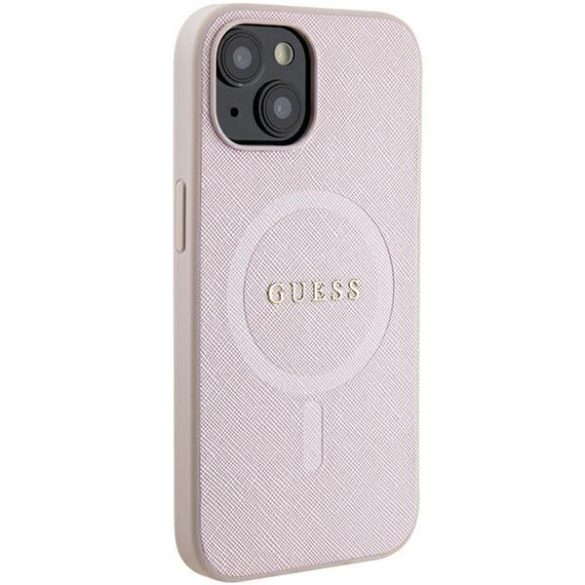 Guess GUHMP15MPSAHMCP iPhone 15 Plus / 14 Plus 6.7" rózsaszín keménytok Saffiano MagSafe