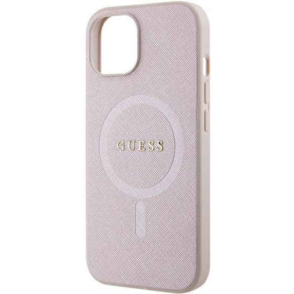 Guess GUHMP15MPSAHMCP iPhone 15 Plus / 14 Plus 6.7" rózsaszín keménytok Saffiano MagSafe