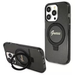   Guess GUHMP13LHRSGSK iPhone 13 Pro / 13 6.1" fekete kemény tok Ring Stand Script Glitter MagSafe