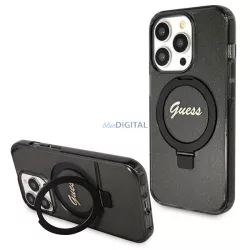   Guess GUHMP13XHRSGSK iPhone 13 Pro Max 6.7" fekete kemény tok Ring Stand Script Glitter MagSafe