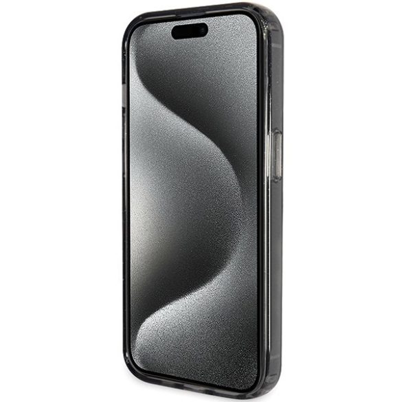 Guess GUHMP15XHRSGSK iPhone 15 Pro Max 6.7" fekete keménytok Ring Stand Script Glitter MagSafe