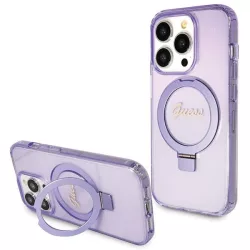   Guess GUHMP13XHRSGSU iPhone 13 Pro Max 6.1" lila kemény tok Ring Stand Script Glitter MagSafe