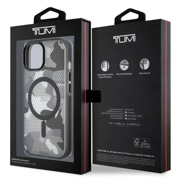 Tumi TUHMP15STCAMK Frosted Camo Print MagSafe-kompatibilis tok iPhone 15 - fekete