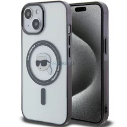   Karl Lagerfeld KLHMP15SHKHNOTK iPhone 15 6.1" átlátszó keménytok IML Karl's Head MagSafe