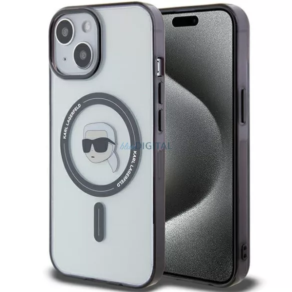 Karl Lagerfeld KLHMP15SHKHNOTK iPhone 15 6.1" átlátszó keménytok IML Karl's Head MagSafe