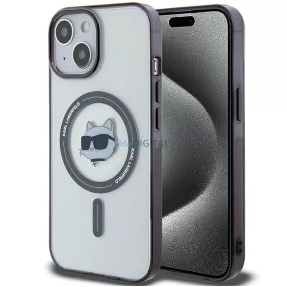 Karl Lagerfeld KLHMP15SHCHNOTK iPhone 15 6.1" átlátszó keménytok IML Choupette's Head MagSafe