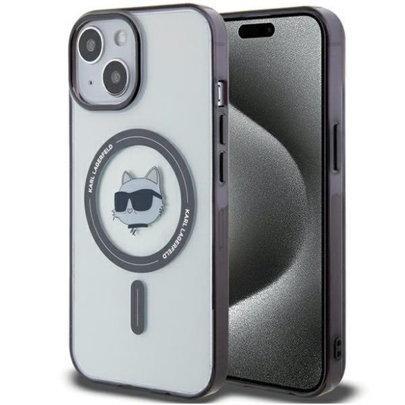 Karl Lagerfeld KLHMP15SHCHNOTK iPhone 15 / 14 / 13 6.1" átlátszó keménytok IML Choupette's Head MagSafe